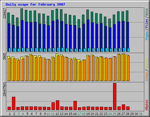 Daily usage for February 2007
