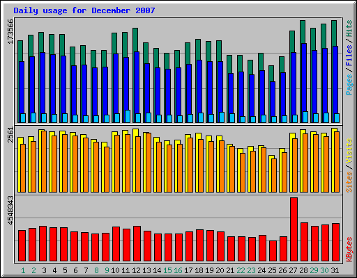Daily usage for December 2007