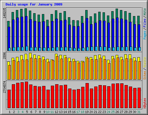Daily usage for January 2009