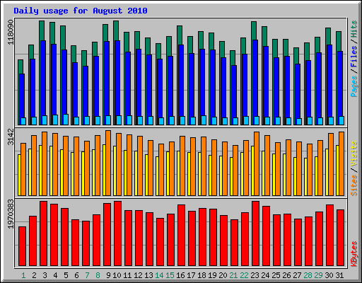 Daily usage for August 2010