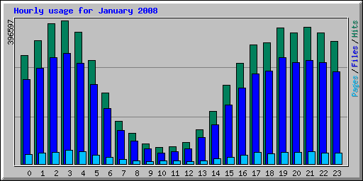 Hourly usage for January 2008