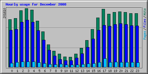 Hourly usage for December 2008