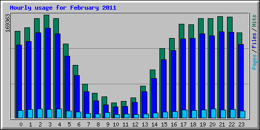 Hourly usage for February 2011