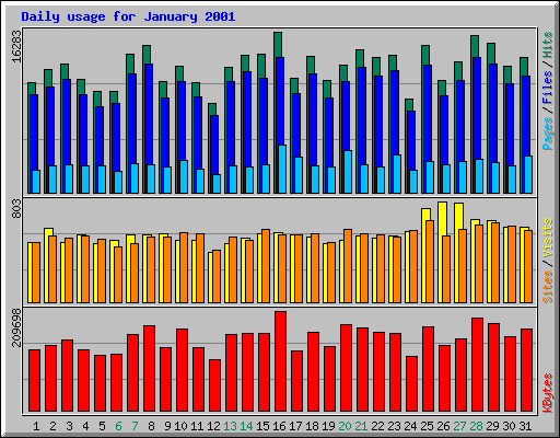 Daily usage for January 2001