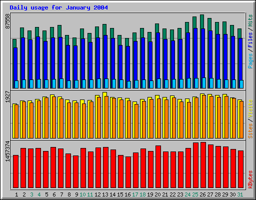 Daily usage for January 2004