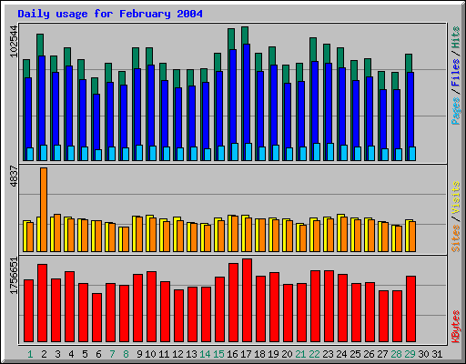 Daily usage for February 2004