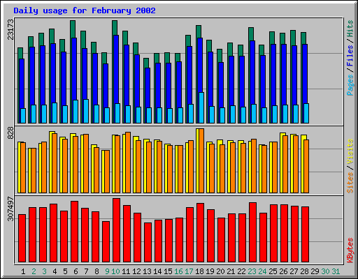 Daily usage for February 2002