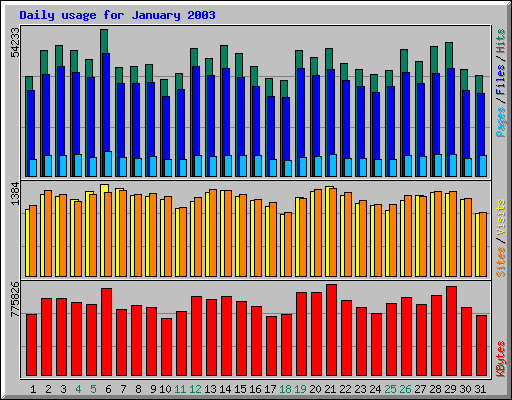 Daily usage for January 2003