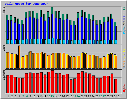 Daily usage for June 2004