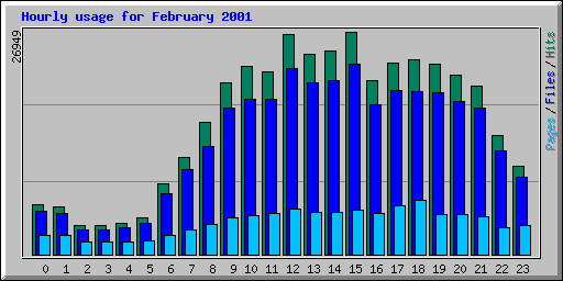 Hourly usage for February 2001