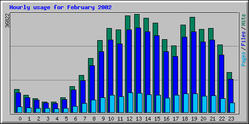 Hourly usage for February 2002