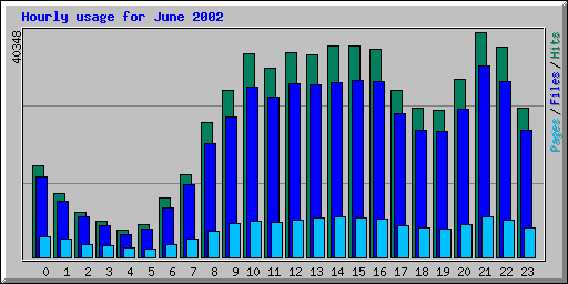 Hourly usage for June 2002