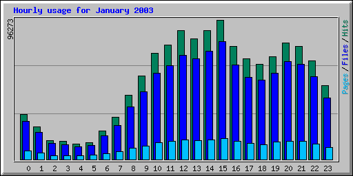 Hourly usage for January 2003