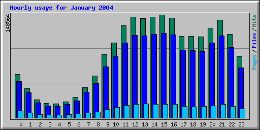 Hourly usage for January 2004
