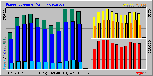 Usage summary for www.pin.ca