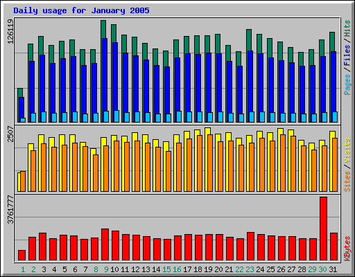 Daily usage for January 2005