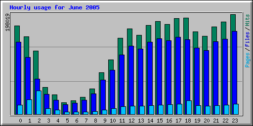 Hourly usage for June 2005