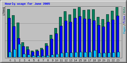 Hourly usage for June 2005