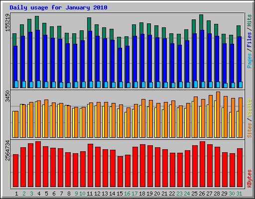 Daily usage for January 2010