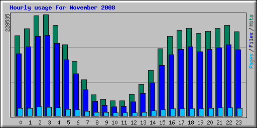 Hourly usage for November 2008
