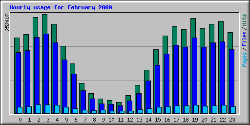 Hourly usage for February 2009